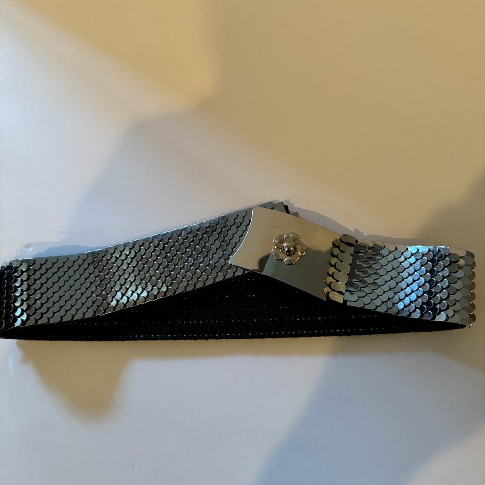 Silver Fish scale metal belt